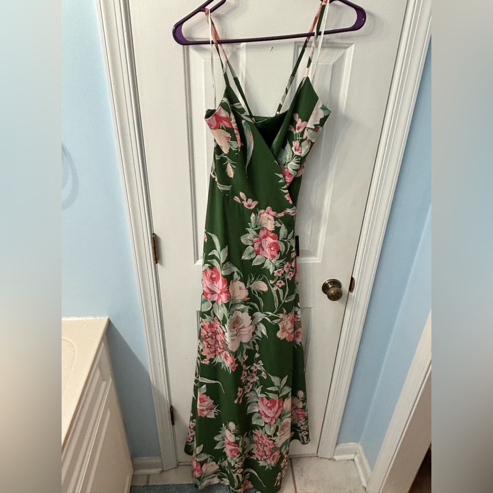 Lulu's Green Floral Maxi Dress